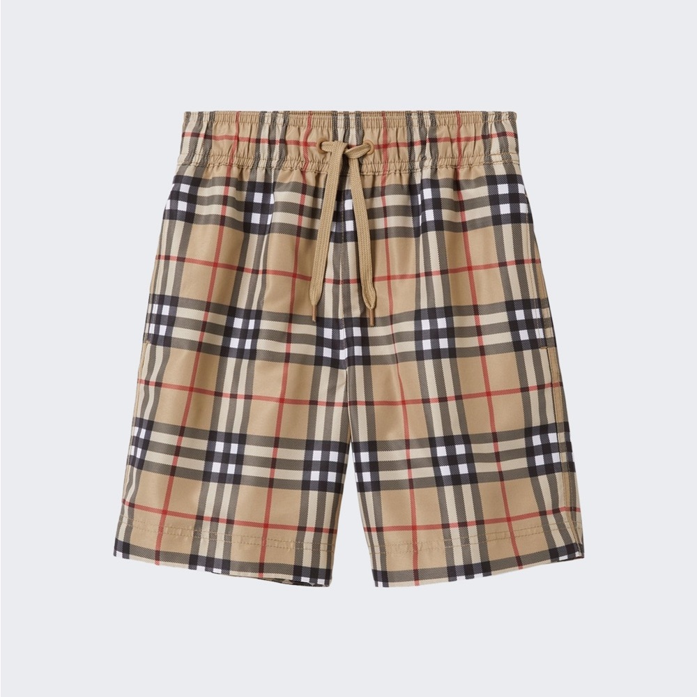 Pre-owned Kids Burberry Beige and Black Checkered Swim Shorts. 4T